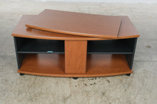 Load image into Gallery viewer, Cherry Wood Finish TV Stand Media Console Black Open Shelves 48 Inch
