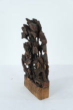 Load image into Gallery viewer, Antique Chinese Openwork Wood Carving – Scholar’s Desk Screen or Altar Panel with Floral Motifs (15” Tall)
