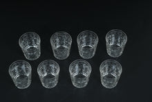 Load image into Gallery viewer, Set of 8 Vintage Etched Crystal Juice Glasses – Floral &amp; Geometric Cut Design – 2&quot; x 2.25&quot;
