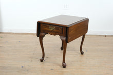Load image into Gallery viewer, Vintage Hammary Solid Oak Drop Leaf Side Table with Queen Anne Legs
