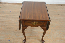 Load image into Gallery viewer, Vintage Hammary Solid Oak Drop Leaf Side Table with Queen Anne Legs

