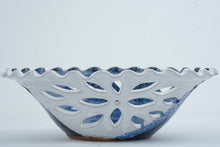 Load image into Gallery viewer, Handmade Blue and White Studio Pottery Heart Cutout Bowl 11 Inch
