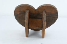 Load image into Gallery viewer, Vintage 1987 Heart Shaped Wood Stool Hand Painted Teddy Bear Folk Art
