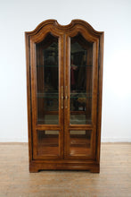 Load image into Gallery viewer, Henredon French Provincial Style Hardwood Glass Curio Cabinet with Lighting
