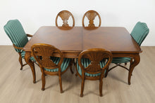 Load image into Gallery viewer, French Provincial Style Solid Wood Dining Table Set with 6 Chairs and Leaves

