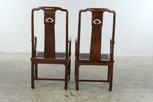 Load image into Gallery viewer, Henredon Pan Asian Vintage Mahogany Dining Table and Six Cane Seat Chairs with Two Leaves
