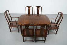 Load image into Gallery viewer, Henredon Pan Asian Vintage Mahogany Dining Table and Six Cane Seat Chairs with Two Leaves
