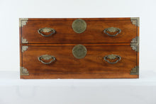 Load image into Gallery viewer, Henredon Campaign Style 2-Drawer Chest – Brass Accents &amp; Solid Wood
