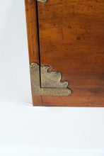 Load image into Gallery viewer, Henredon Campaign Style 2-Drawer Chest – Brass Accents &amp; Solid Wood
