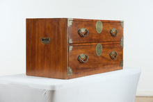 Load image into Gallery viewer, Henredon Campaign Style 2-Drawer Chest – Brass Accents &amp; Solid Wood
