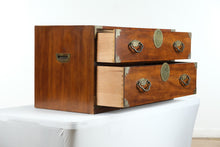Load image into Gallery viewer, Henredon Campaign Style 2-Drawer Chest – Brass Accents &amp; Solid Wood
