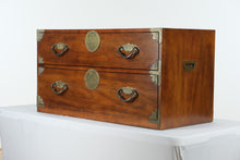 Load image into Gallery viewer, Henredon Campaign Style 2-Drawer Chest – Brass Accents &amp; Solid Wood
