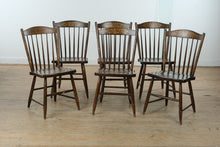 Load image into Gallery viewer, Set of Six Antique L. Hitchcock Stenciled Windsor Dining Chairs with Original Finish
