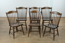 Load image into Gallery viewer, Set of Six Antique L. Hitchcock Stenciled Windsor Dining Chairs with Original Finish
