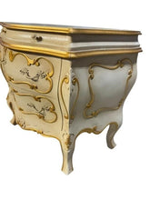 Load image into Gallery viewer, Italian Gold-Decorated Three-Drawer Carved Commode with Crackle Finish
