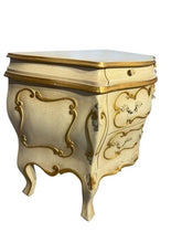 Load image into Gallery viewer, Italian Gold-Decorated Three-Drawer Carved Commode with Crackle Finish
