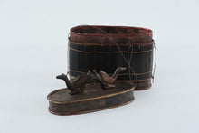 Load image into Gallery viewer, Lombok Indonesia Bamboo Storage Basket with Hand-Carved Twin Bird Handle – Indonesian Tribal Decorative Container
