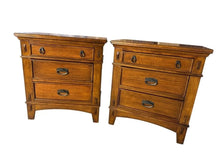 Load image into Gallery viewer, Pair of Mission Style Oak-Finished Kathy Ireland Large Nightstands
