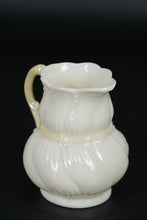 Load image into Gallery viewer, Belleek Ireland Creamer &amp; Sugar Bowl Set – Bow Embossed – Ivory with Pale Yellow Handle
