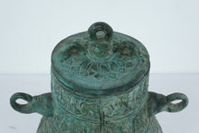 Load image into Gallery viewer, Antique Chinese Bronze Vessel with Lid – Archaic Style Hu Jar with Taotie Motifs (16” Tall)
