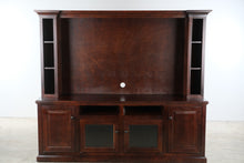 Load image into Gallery viewer, Traditional Dark Wood Entertainment Center TV Wall Unit with Media Storage Made in USA

