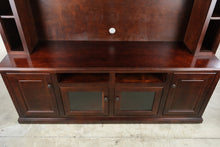 Load image into Gallery viewer, Traditional Dark Wood Entertainment Center TV Wall Unit with Media Storage Made in USA
