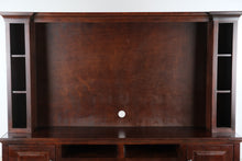 Load image into Gallery viewer, Traditional Dark Wood Entertainment Center TV Wall Unit with Media Storage Made in USA
