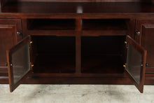 Load image into Gallery viewer, Traditional Dark Wood Entertainment Center TV Wall Unit with Media Storage Made in USA
