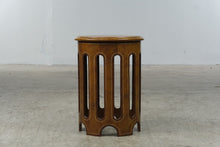 Load image into Gallery viewer, Round Tooled Leather Drum Side Table with Star Medallion
