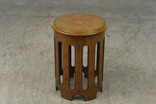 Load image into Gallery viewer, Round Tooled Leather Drum Side Table with Star Medallion
