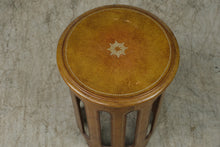 Load image into Gallery viewer, Round Tooled Leather Drum Side Table with Star Medallion

