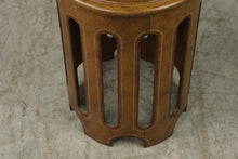 Load image into Gallery viewer, Round Tooled Leather Drum Side Table with Star Medallion
