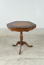 Load image into Gallery viewer, Vintage Mahogany Hexagonal Leather Top Accent Table with Drawer - ONLINE ONLY
