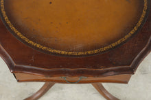 Load image into Gallery viewer, Vintage Mahogany Hexagonal Leather Top Accent Table with Drawer - ONLINE ONLY
