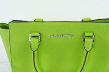Load image into Gallery viewer, Michael Kors Selma Lime Green Saffiano Leather Satchel Shoulder Bag
