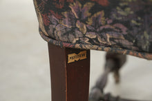 Load image into Gallery viewer, Mayhew Antique Carved Oak Wingback Armchair with Tapestry Upholstery and Casters
