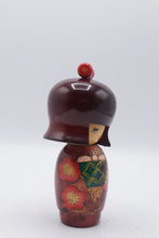 Load image into Gallery viewer, Vintage Japanese Kokeshi Doll Red Bow Floral Kimono 6 Inch
