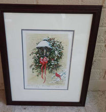 Load image into Gallery viewer, William Mangum Signed Print – &quot;Merry &amp; Bright&quot; (Framed Holiday Cardinal Art – Personalized)

