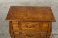 Load image into Gallery viewer, Solid Oak 3-Drawer Bombe Chest with Burl Wood Top
