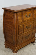 Load image into Gallery viewer, Solid Oak 3-Drawer Bombe Chest with Burl Wood Top
