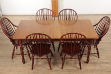 Load image into Gallery viewer, Oak Farmhouse Dining Set - 6 Windsor Chairs - Athol Table Manu
