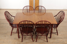 Load image into Gallery viewer, Oak Farmhouse Dining Set - 6 Windsor Chairs - Athol Table Manu
