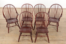 Load image into Gallery viewer, Oak Farmhouse Dining Set - 6 Windsor Chairs - Athol Table Manu
