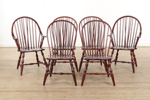 Load image into Gallery viewer, Oak Farmhouse Dining Set - 6 Windsor Chairs - Athol Table Manu
