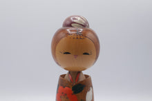 Load image into Gallery viewer, Vintage Japanese Kokeshi Doll Red White Floral Kimono Updo 8 5 Inch
