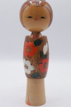 Load image into Gallery viewer, Vintage Japanese Kokeshi Doll Red White Floral Kimono Updo 8 5 Inch
