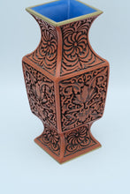 Load image into Gallery viewer, Ornate Lacquered Oriental-Inspired Vase – 4&quot; x 4&quot; x 9&quot;
