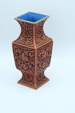 Load image into Gallery viewer, Ornate Lacquered Oriental-Inspired Vase – 4&quot; x 4&quot; x 9&quot;
