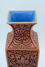 Load image into Gallery viewer, Ornate Lacquered Oriental-Inspired Vase – 4&quot; x 4&quot; x 9&quot;
