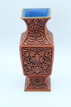 Load image into Gallery viewer, Ornate Lacquered Oriental-Inspired Vase – 4&quot; x 4&quot; x 9&quot;
